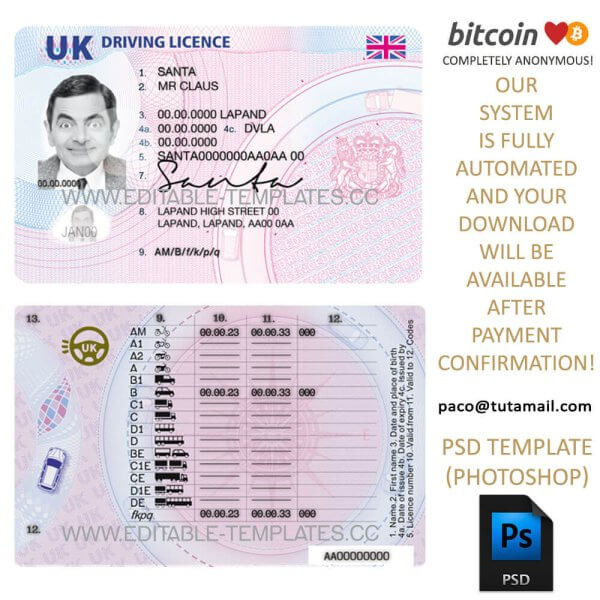 2021 UK Driving License 2400 dpi Template